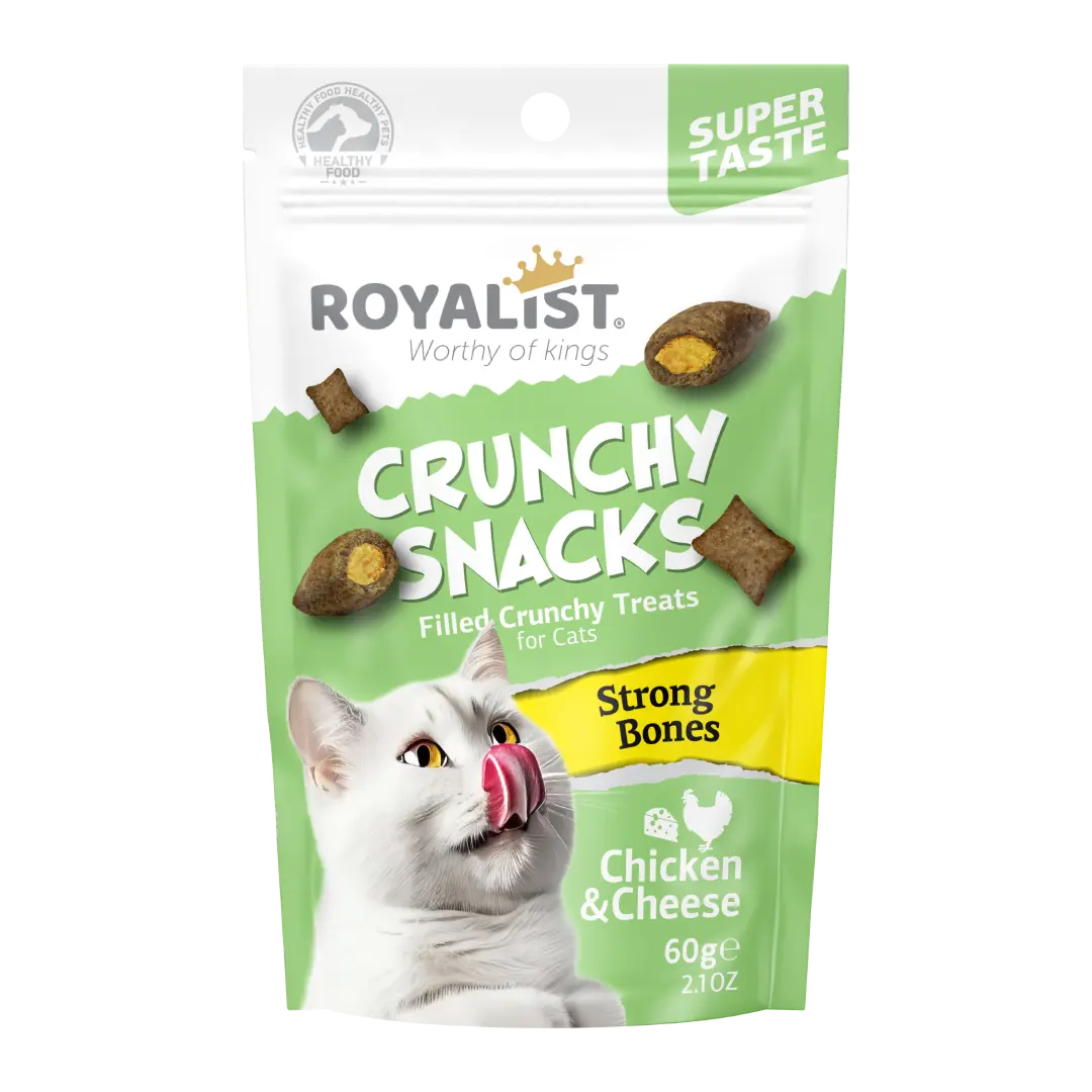 Royalist Crunchy Snacks poulet & fromage – os solides – 60 g