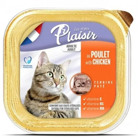 Plaisir Adult & Sterilised Cat au poulet – barquette