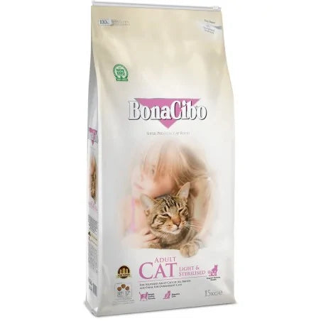 BonaCibo Adult Cat Light & Sterilised – 15 kg