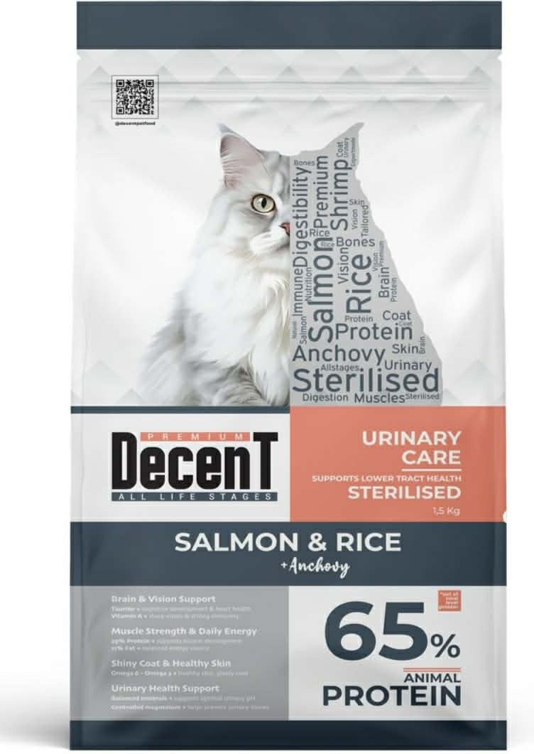 Decent Urinary Care Sterilised Cat saumon & riz – 1,5 kg