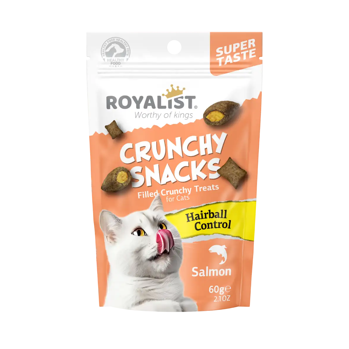 Royalist Crunchy Snacks au saumon – contrôle des boules de poils – 60 g