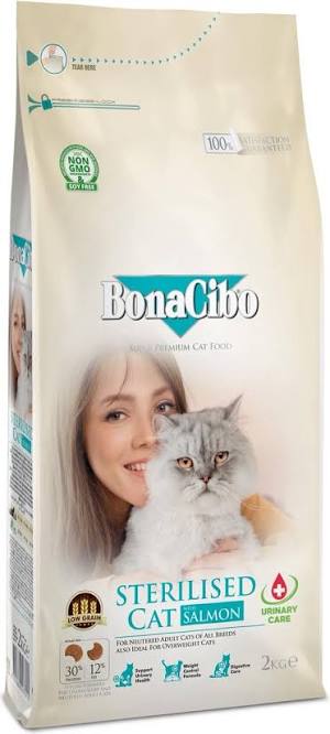 BonaCibo Sterilised Cat au saumon – 2 kg